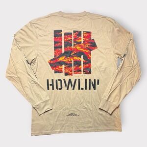 Undefeated x Howlin Tan Long Sleeve‎ Shirt Tiger Camo Logo Mens Large Streetwear